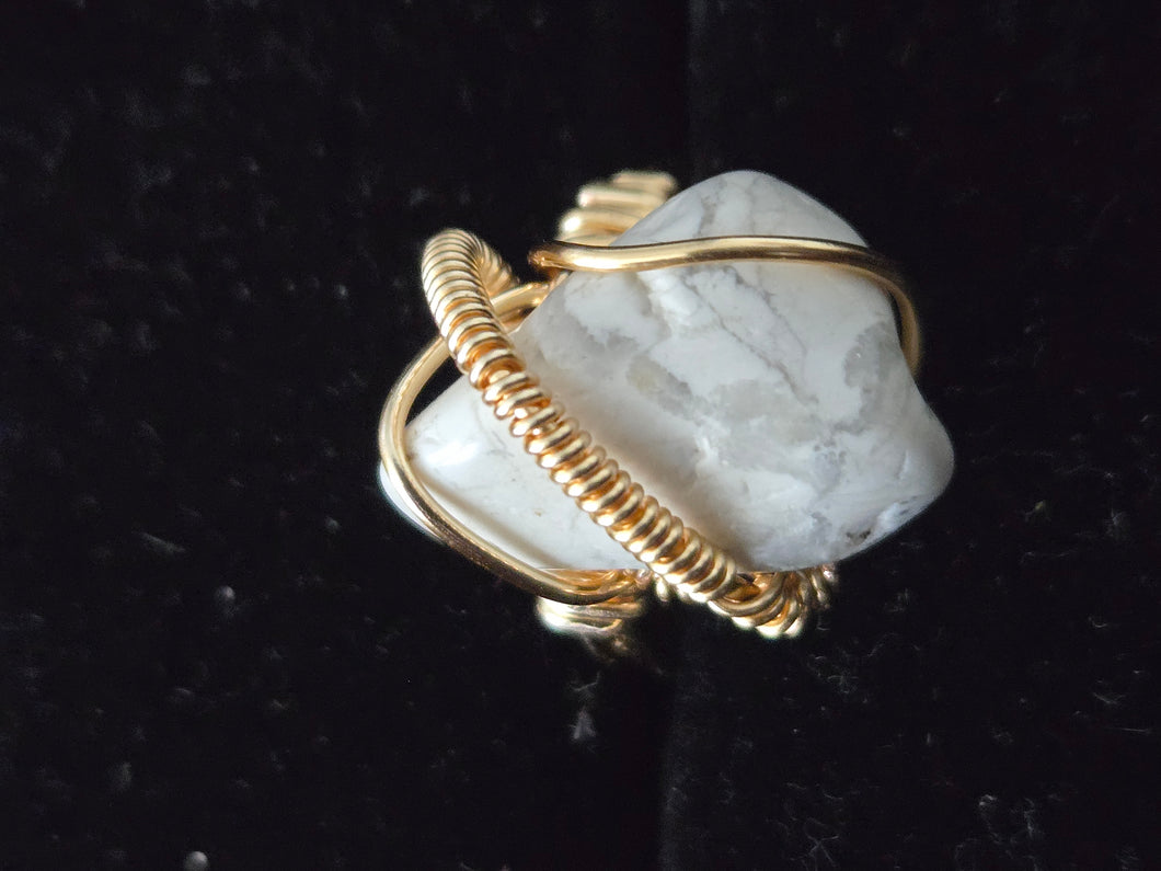 White Howlite Ring